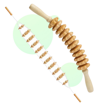 Rouleau de Massage du Dos en Bois avec Corde