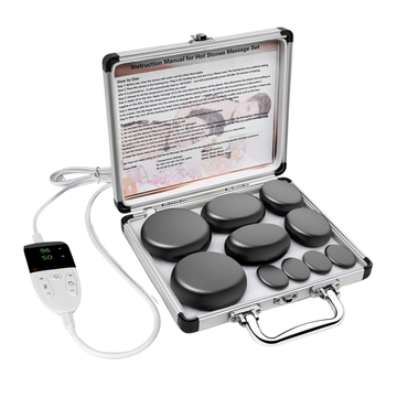 SET DE PIERRES CHAUDES BASALTE AVEC CHAUFFE PIERRE INTÉGRÉ