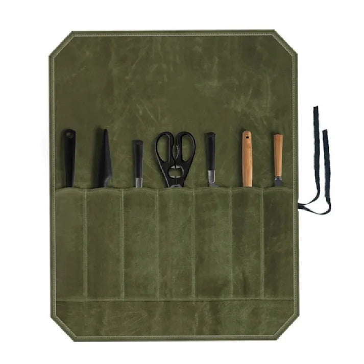 Sac Porte Couteaux en Toile Cirée Rangement Portable pour Couteaux de Chef