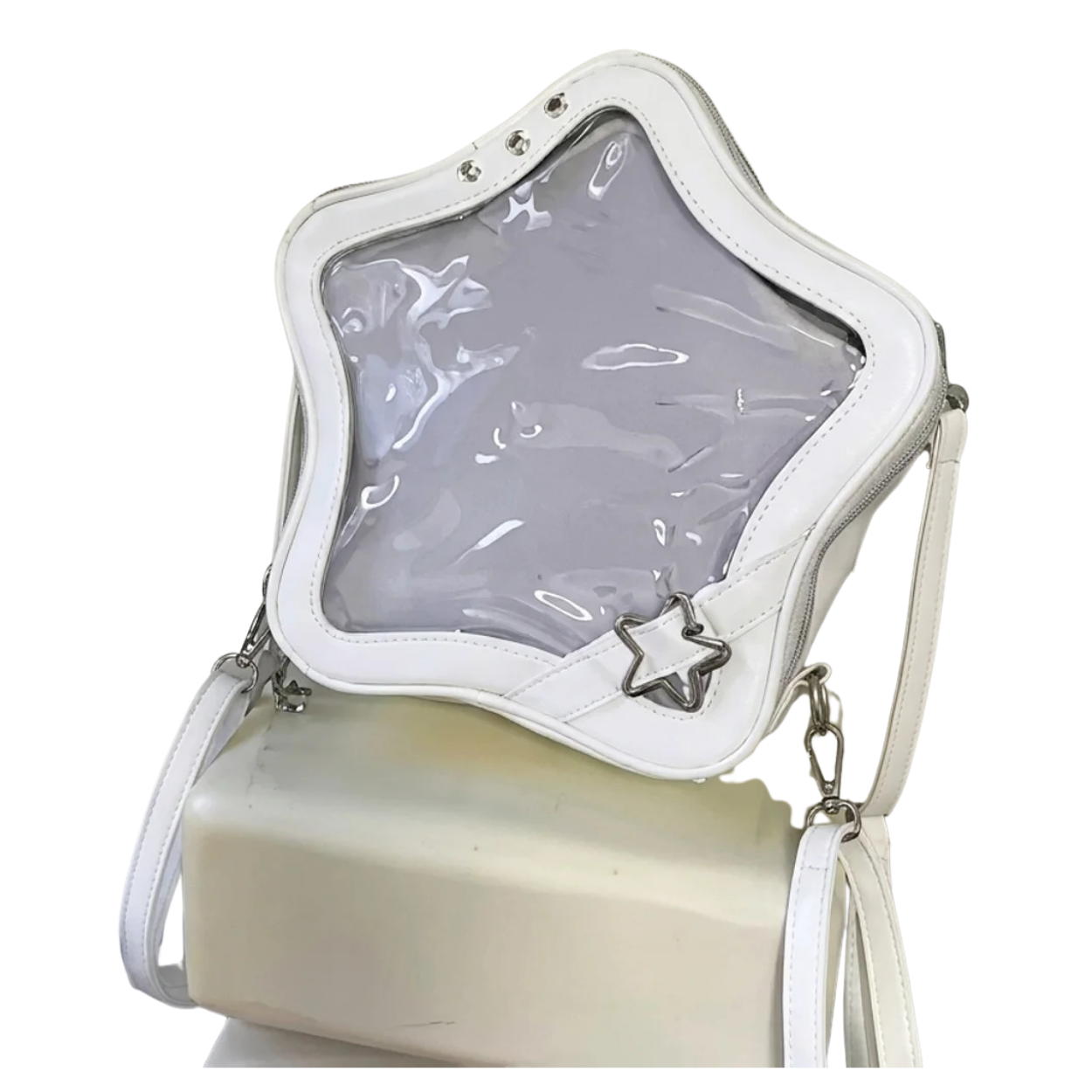 Sac à Dos Étoile Transparent Sac Bandoulière Kawaii pour Pins Badges et Peluches