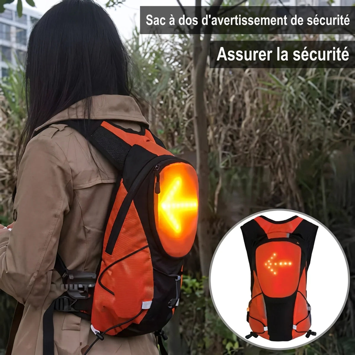 Sac à Dos de Cyclisme 5L avec Clignotants LED Intégrés