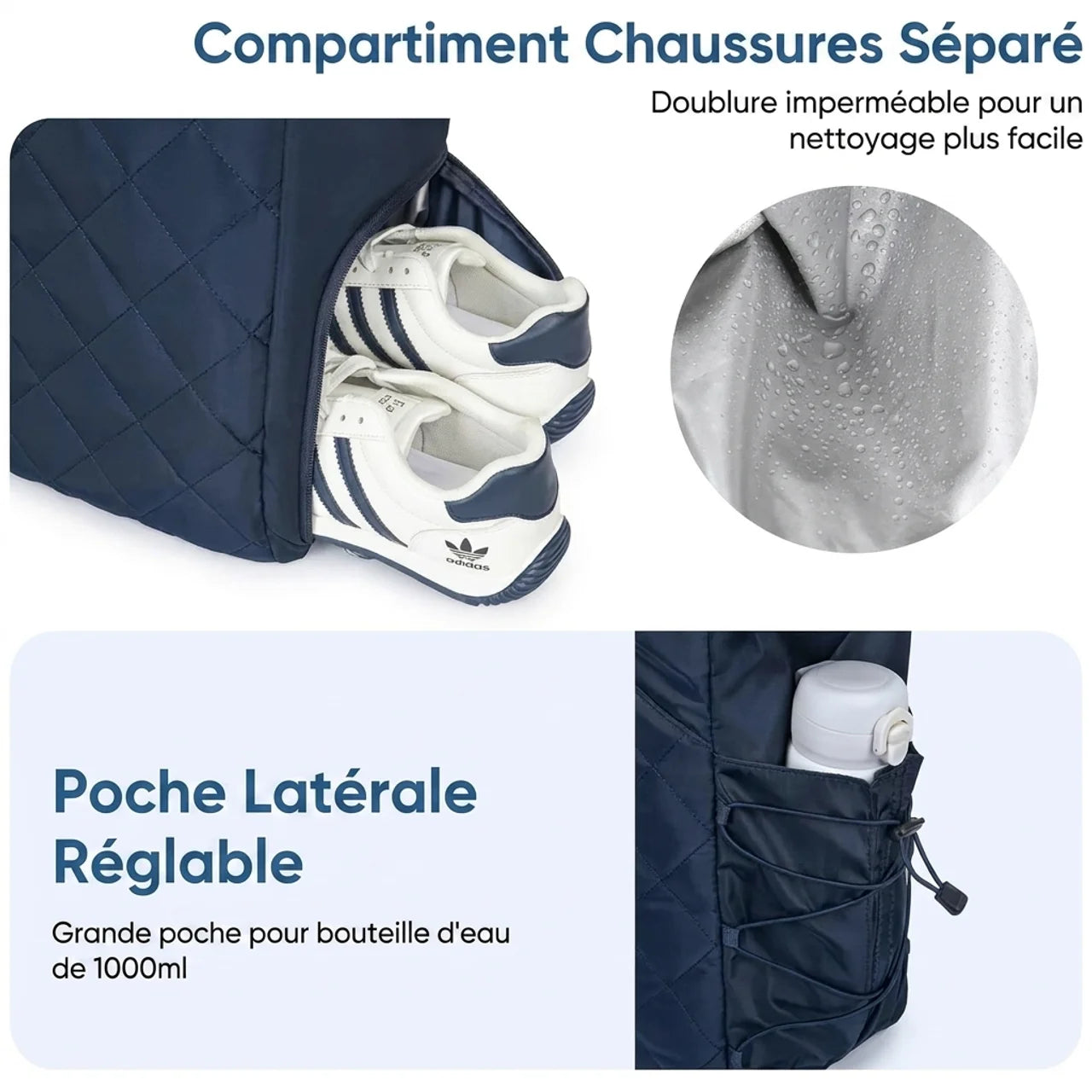 Sac de Tennis Imperméable avec Compartiment à Chaussures 2 à 4 Raquettes