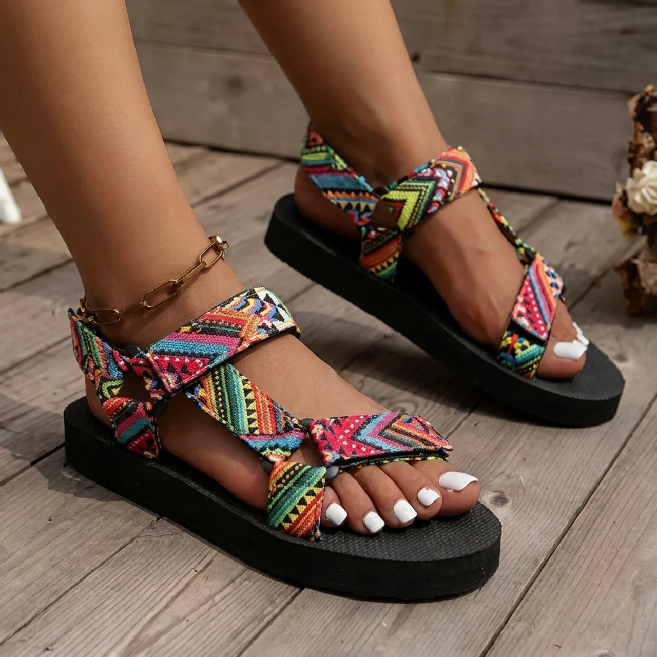 Sandales Femme Bohème Colorées Confort Esprit Vacances