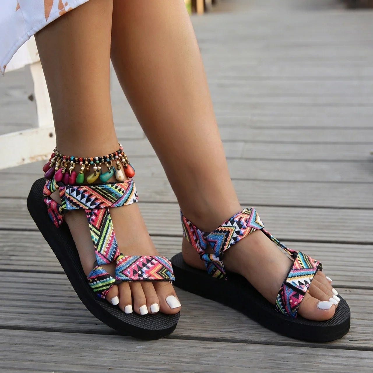 Sandales Femme Bohème Colorées Confort Esprit Vacances