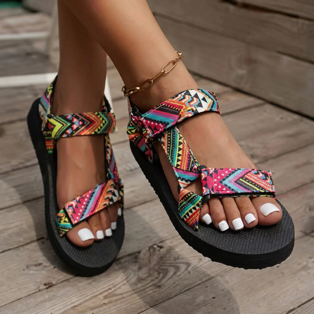 Sandales Femme Bohème Colorées Confort Esprit Vacances