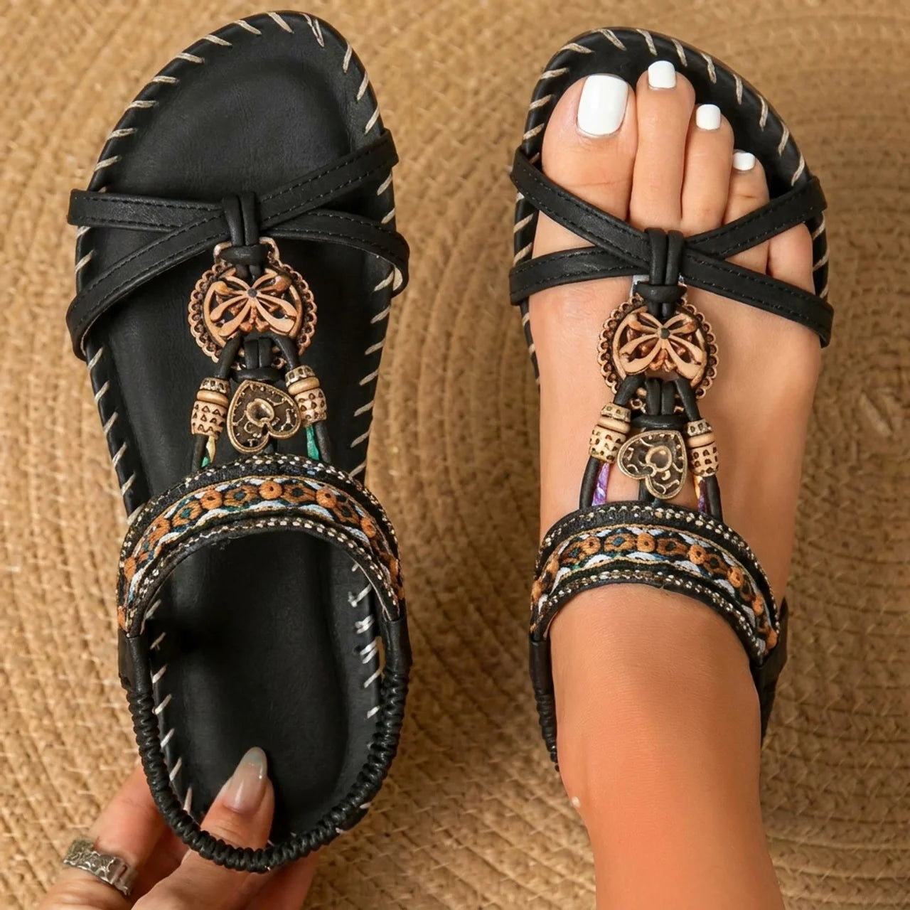 Sandales Femme Bohème à Perles