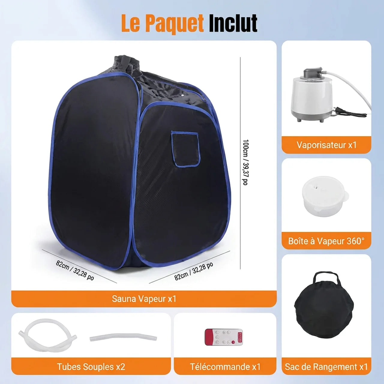Sauna Vapeur Pliable Portable 2,6 L Spa à Domicile avec Chauffage Rapide