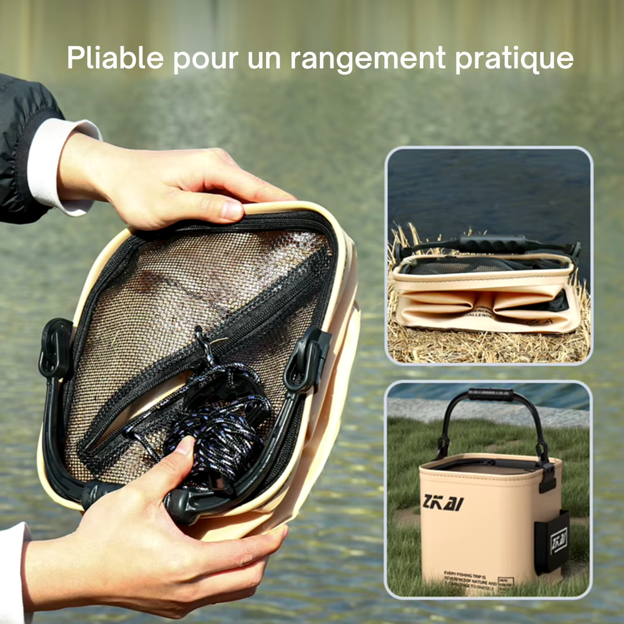 Seau de Pêche Pliable Multifonctionnel