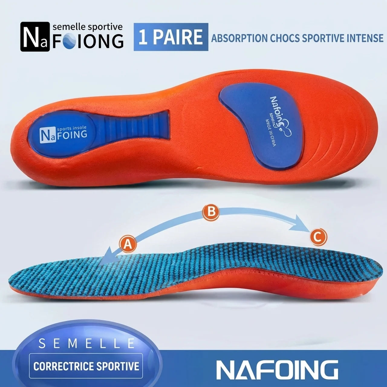 Semelles Orthopédiques Sport Amorti & Soutien de Voûte Plantaire
