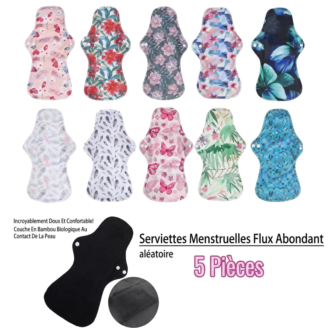 Serviettes Menstruelles Réutilisables Haute Absorption