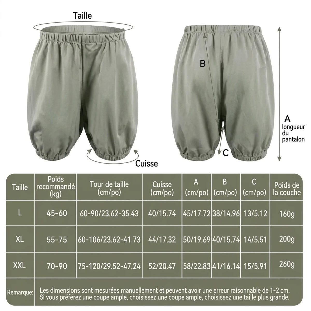 Short d'Incontinence Adulte Réutilisable Protection Imperméable