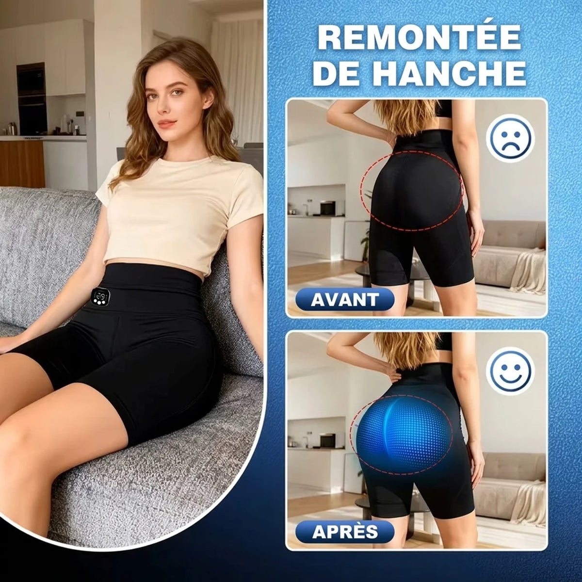 Short de Yoga EMS Femme Sculptant Fessiers & Brûle-Graisse