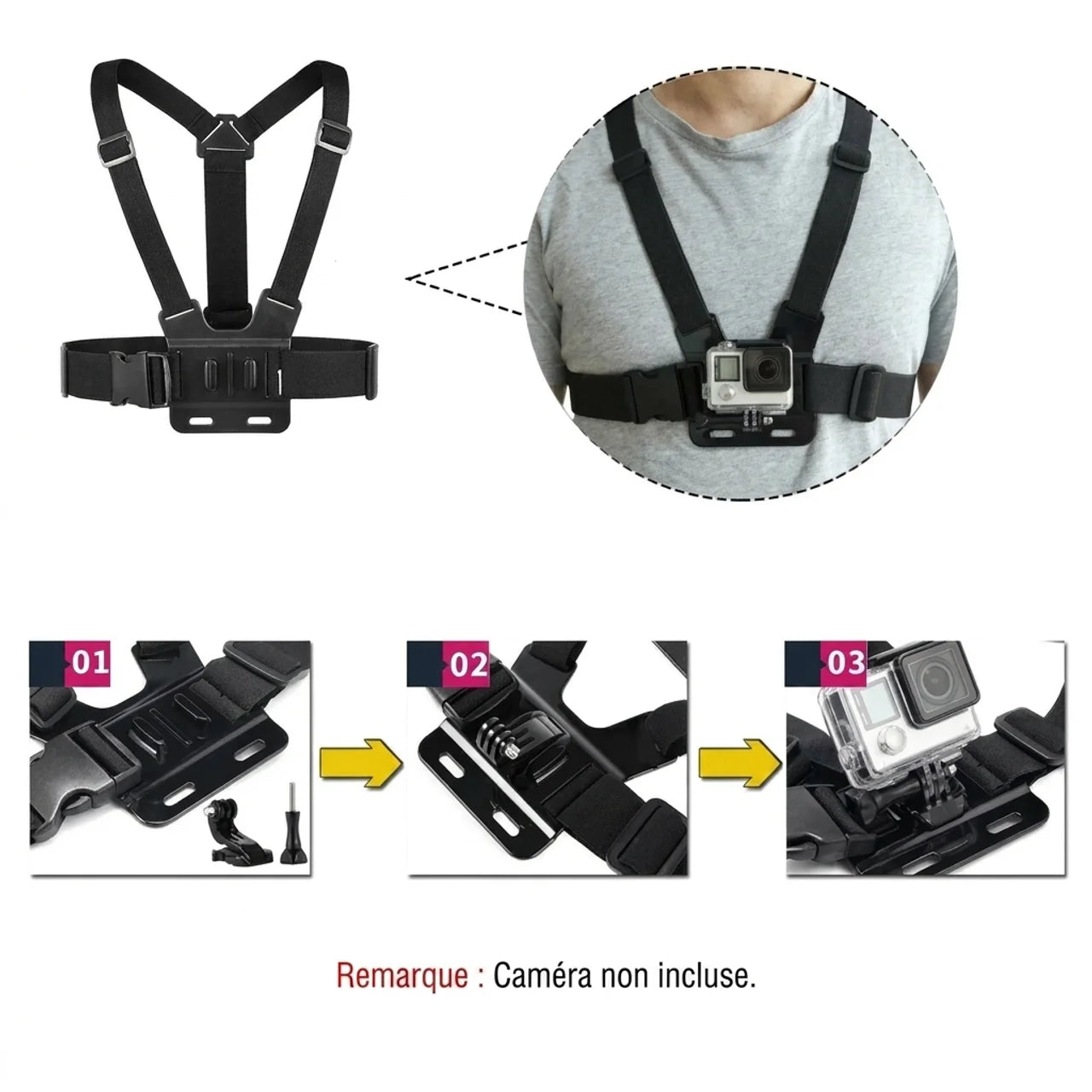 Support de Poitrine Réglable pour Smartphone avec Sangle de Maintien Sécurisée