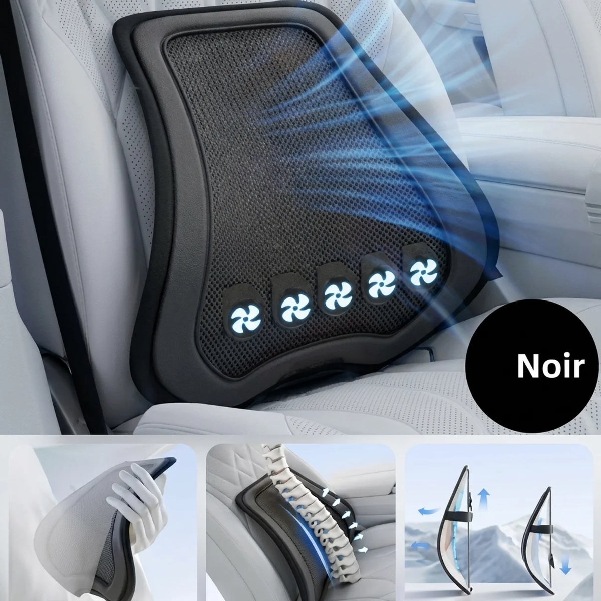 Support lombaire pour voiture avec ventilateur