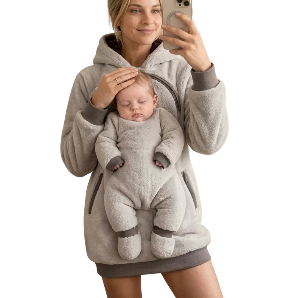 Sweat Polaire Kangourou avec Poche Portage Bébé & Animal