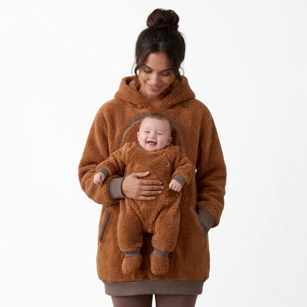 Sweat Polaire Kangourou avec Poche Portage Bébé & Animal