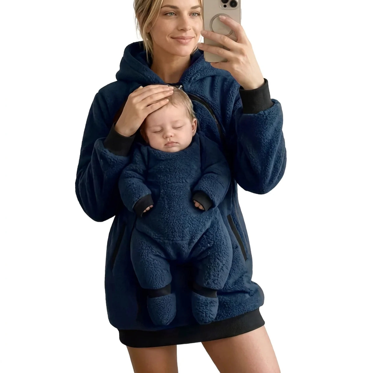 Sweat Polaire Kangourou avec Poche Portage Bébé & Animal
