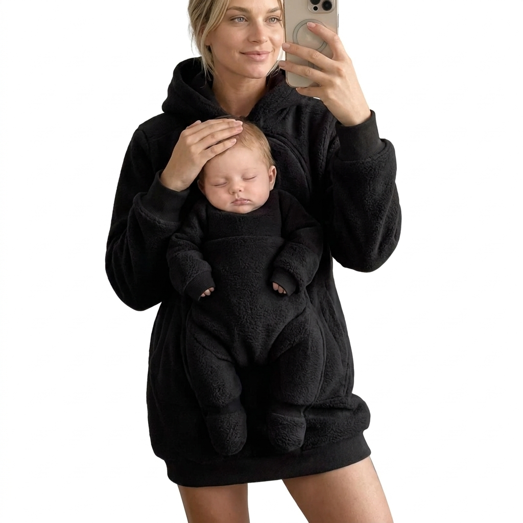 Sweat Polaire Kangourou avec Poche Portage Bébé & Animal