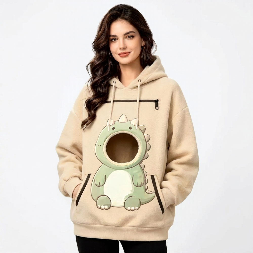 Sweat à Capuche Porte-Animaux Dinosaure Kangourou Chat & Chien