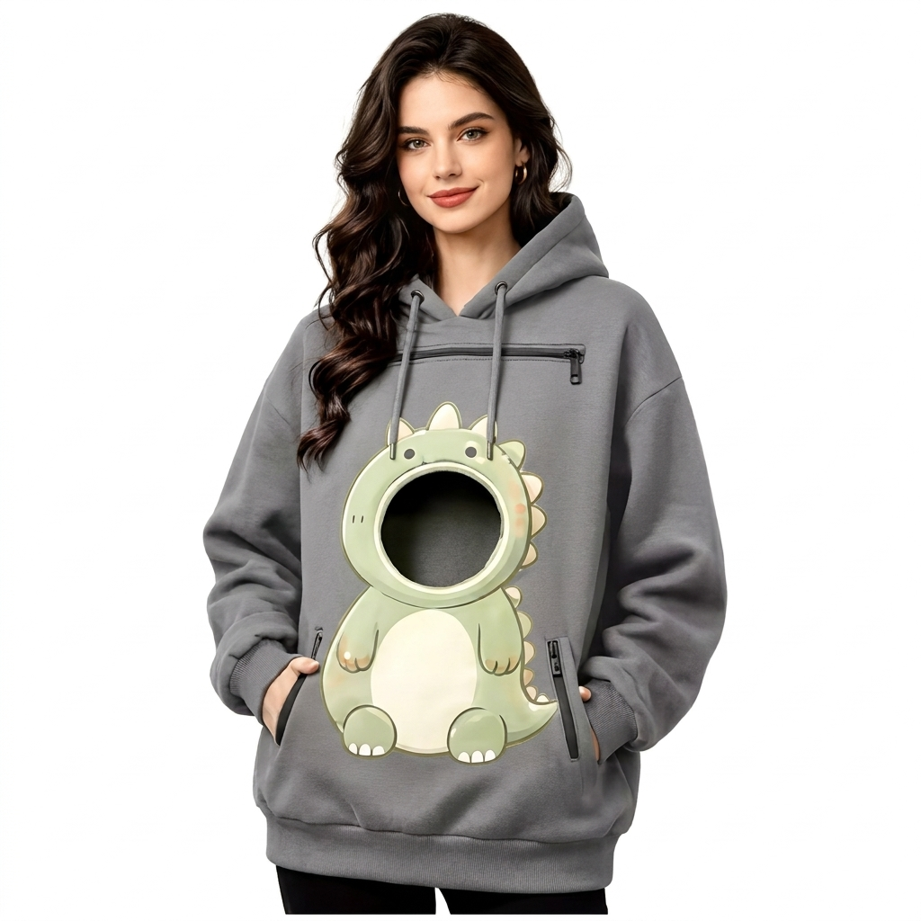 Sweat à Capuche Porte-Animaux Dinosaure Kangourou Chat & Chien