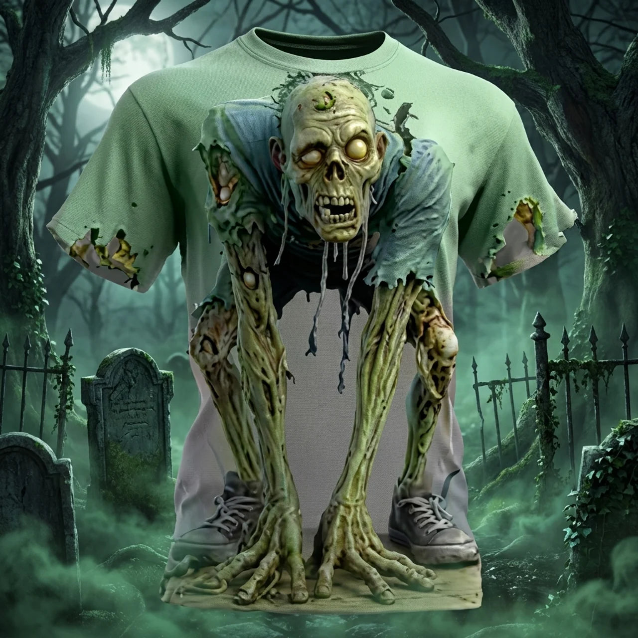 T-Shirt 3D Zombie Impression Réaliste Haute Définition