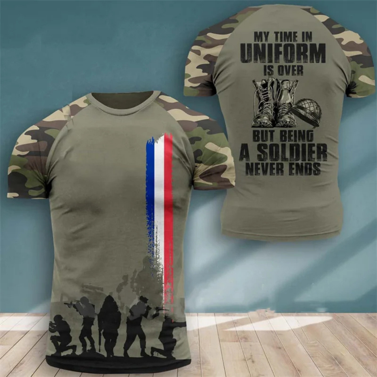 T-shirt Militaire Patriotique Style Armée Fierté Nationale