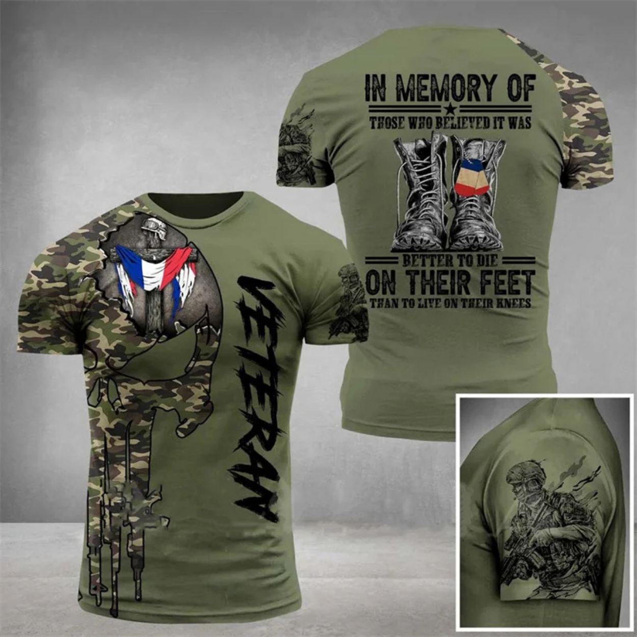 T-shirt Militaire Patriotique Style Armée Fierté Nationale