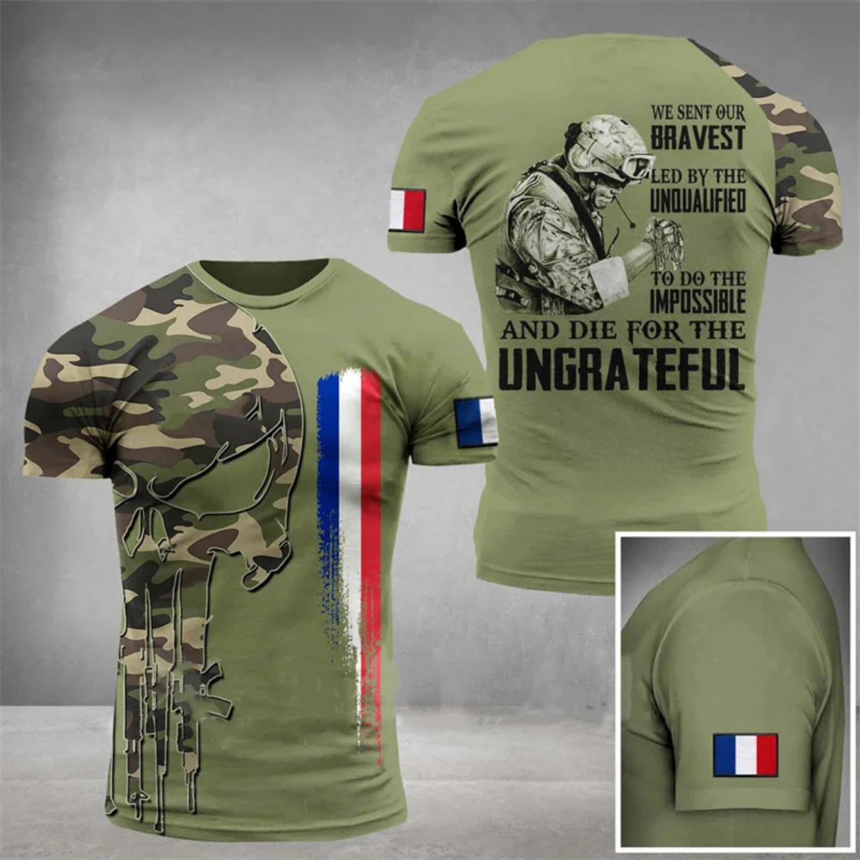 T-shirt Militaire Patriotique Style Armée Fierté Nationale