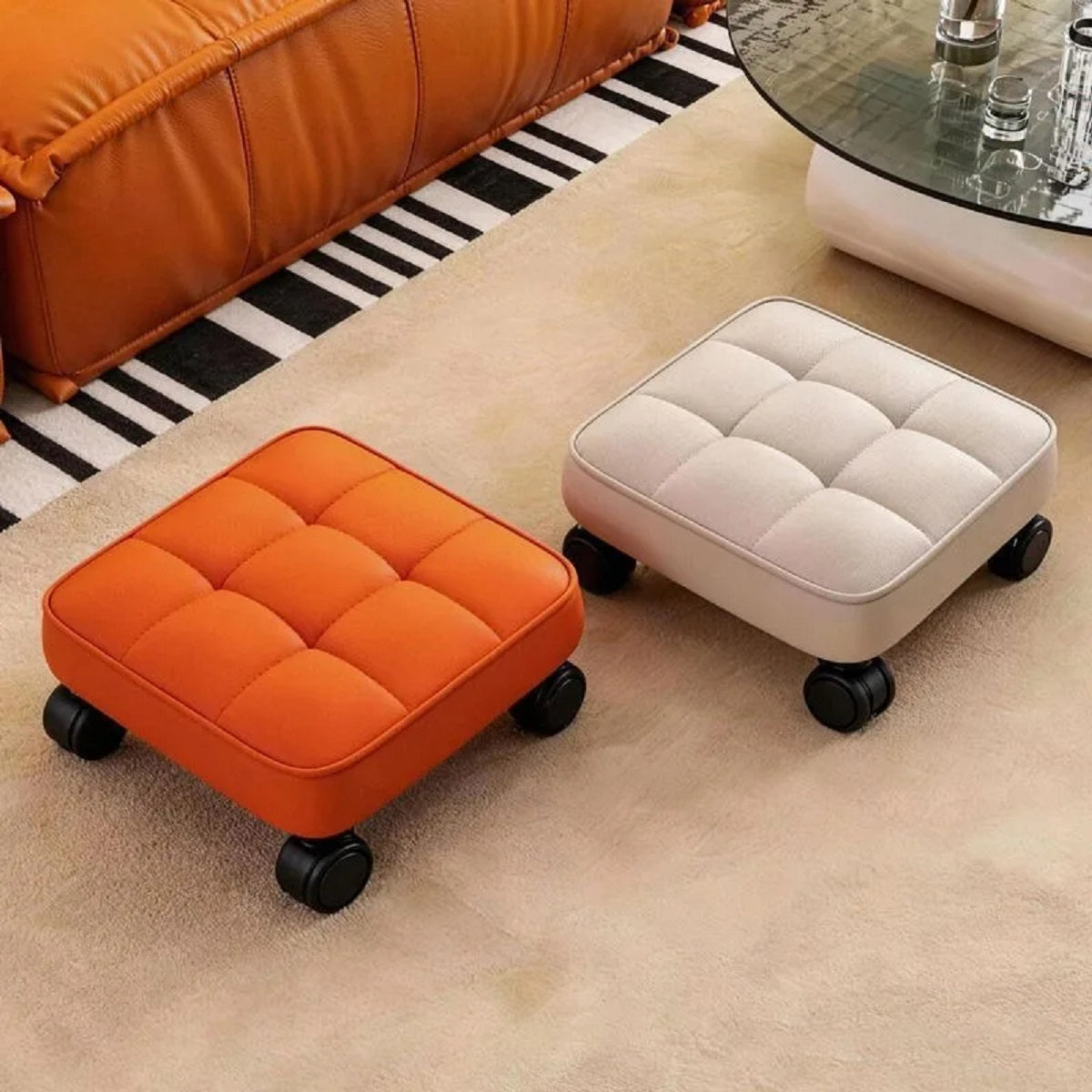 Tabouret Bas sur Roulettes Compact Siège Mobile Multiusage pour Couture Beauté et Maison
