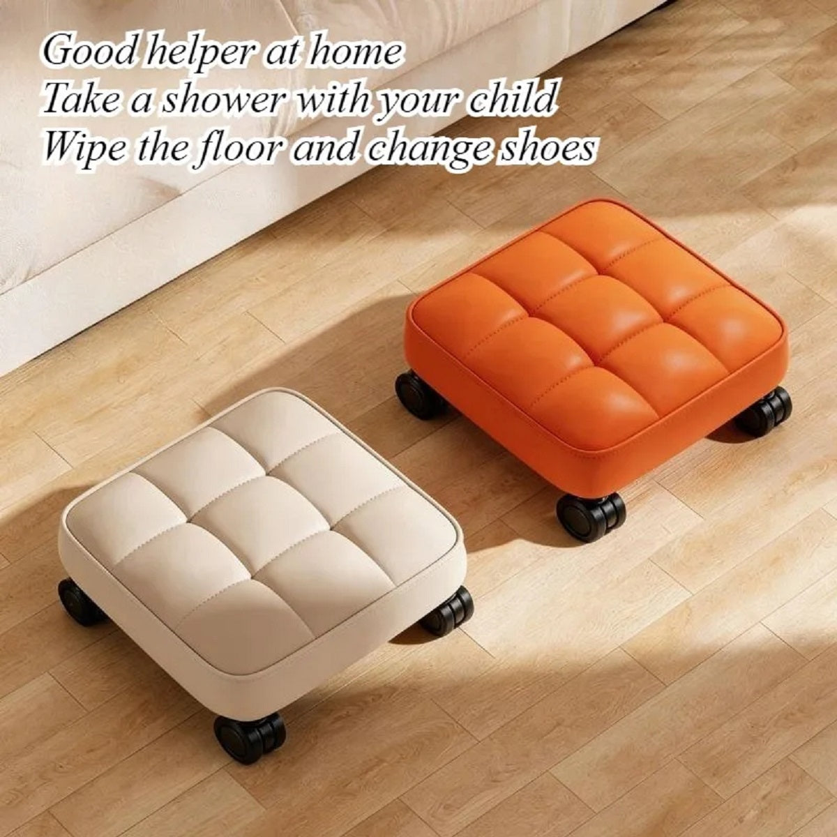 Tabouret Bas sur Roulettes Compact Siège Mobile Multiusage pour Couture Beauté et Maison