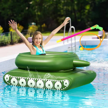 Tank Gonflable Piscine avec Pistolet à Eau Jouet Flottant PVC pour Enfants