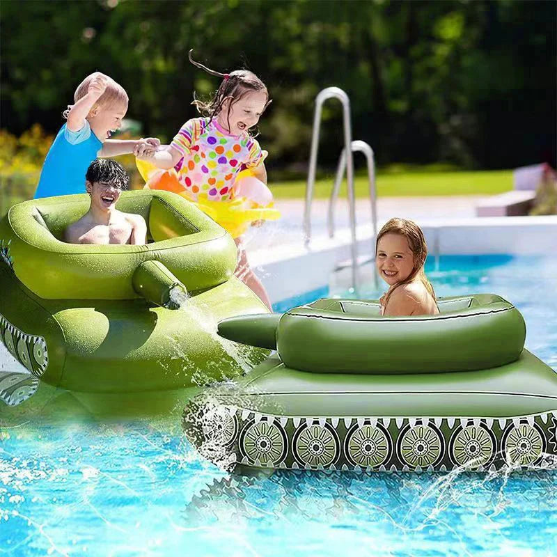 Tank Gonflable Piscine avec Pistolet à Eau Jouet Flottant PVC pour Enfants