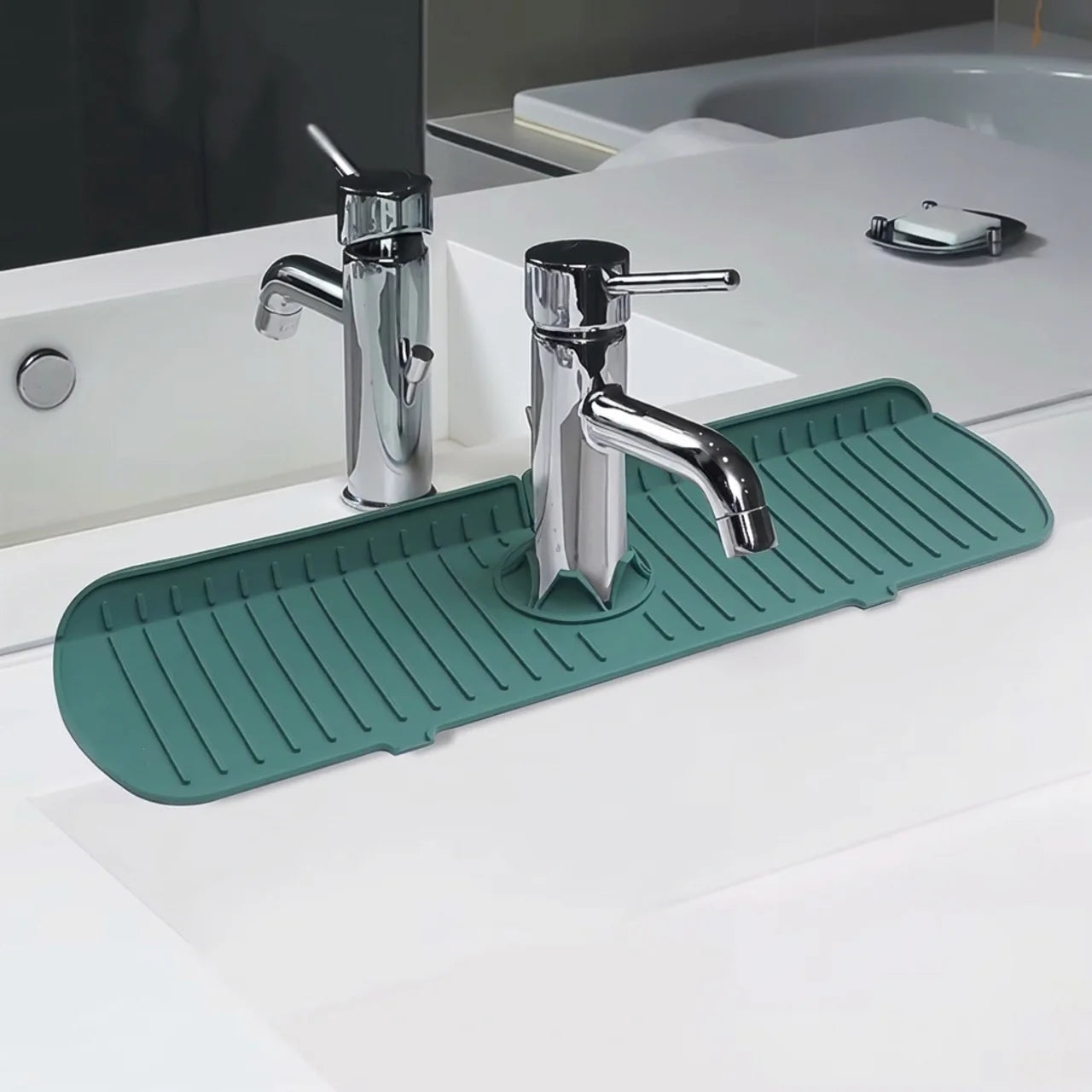 Tapis Anti Éclaboussures pour Robinet en Silicone Auto Drainant