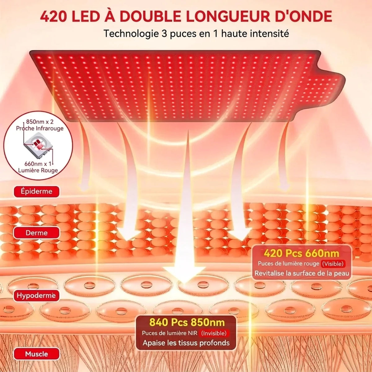 Tapis de luminothérapie rouge et infrarouge 420 LED – 660 nm + 850 nm corps entier