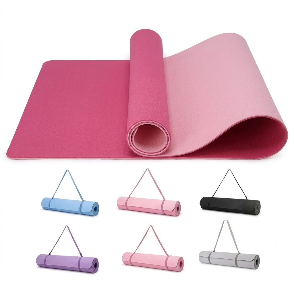 Tapis de yoga et Pilates antidérapant 6 mm avec sangle de transport