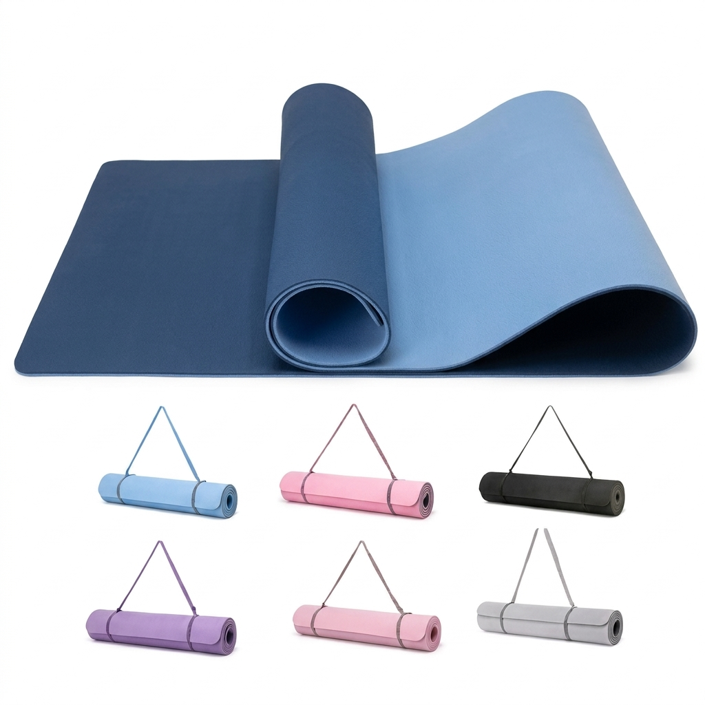 Tapis de yoga et Pilates antidérapant 6 mm avec sangle de transport