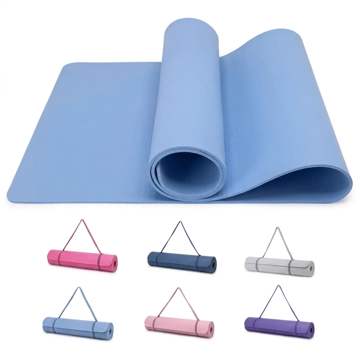 Tapis de yoga et Pilates antidérapant 6 mm avec sangle de transport