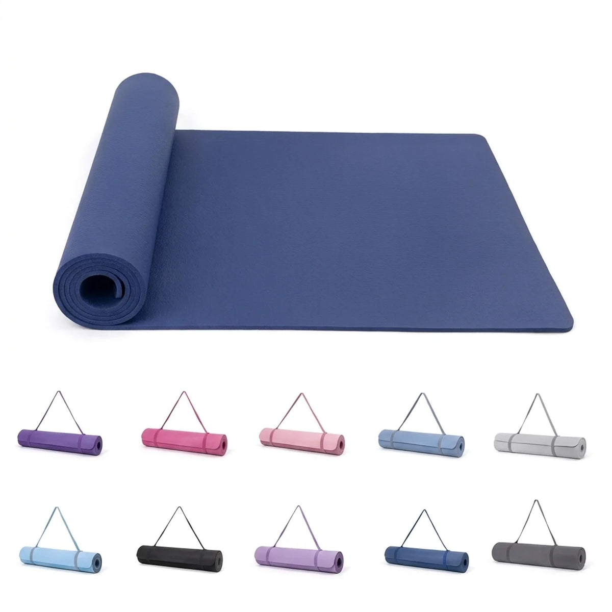 Tapis de yoga et Pilates antidérapant 6 mm avec sangle de transport