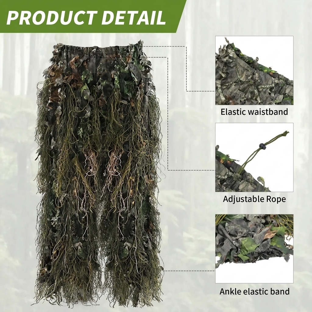 Tenue Ghillie 3D camouflage feuillage pour homme Chasse et activités outdoor