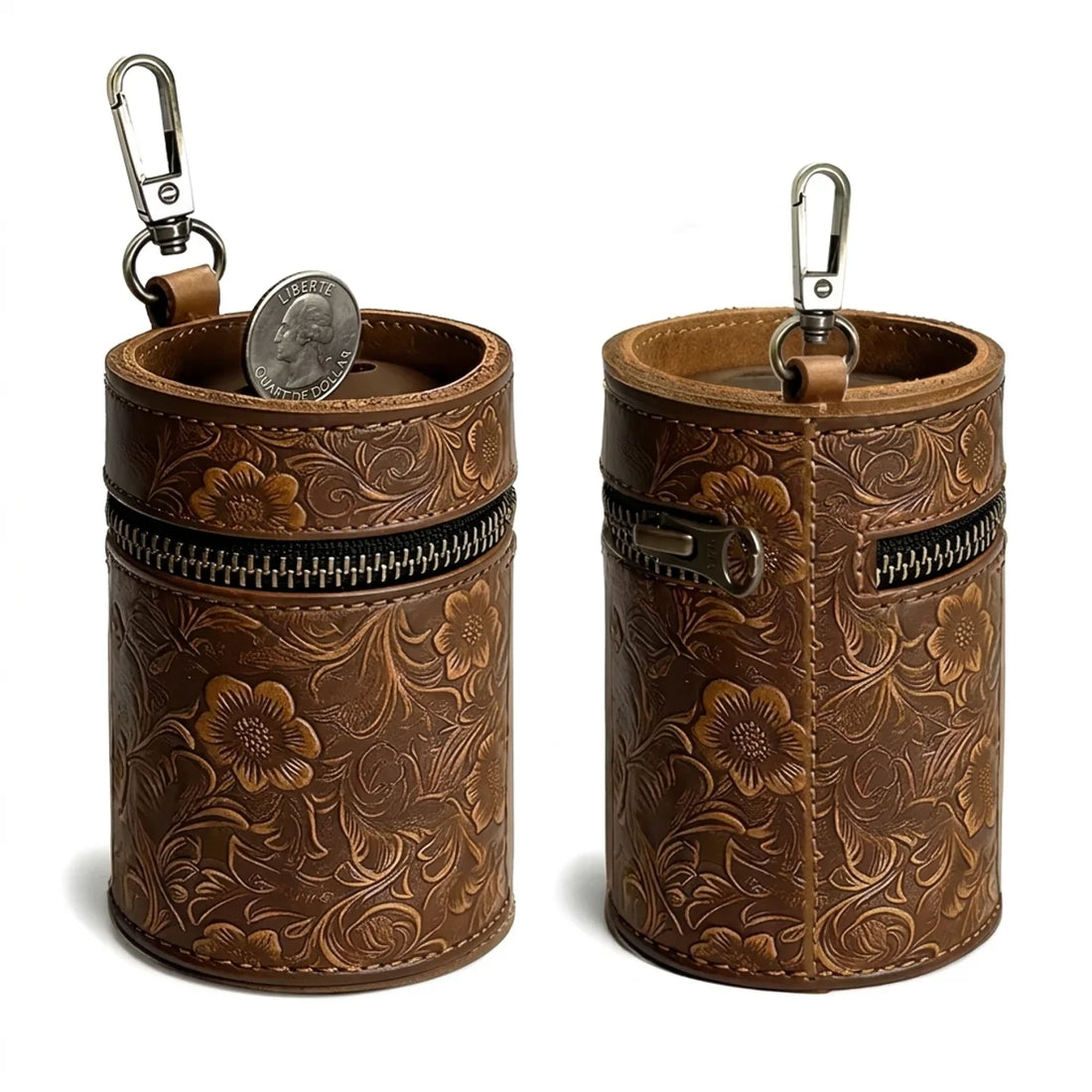 Tirelire voiture en cuir Porte monnaie zippé avec mousqueton