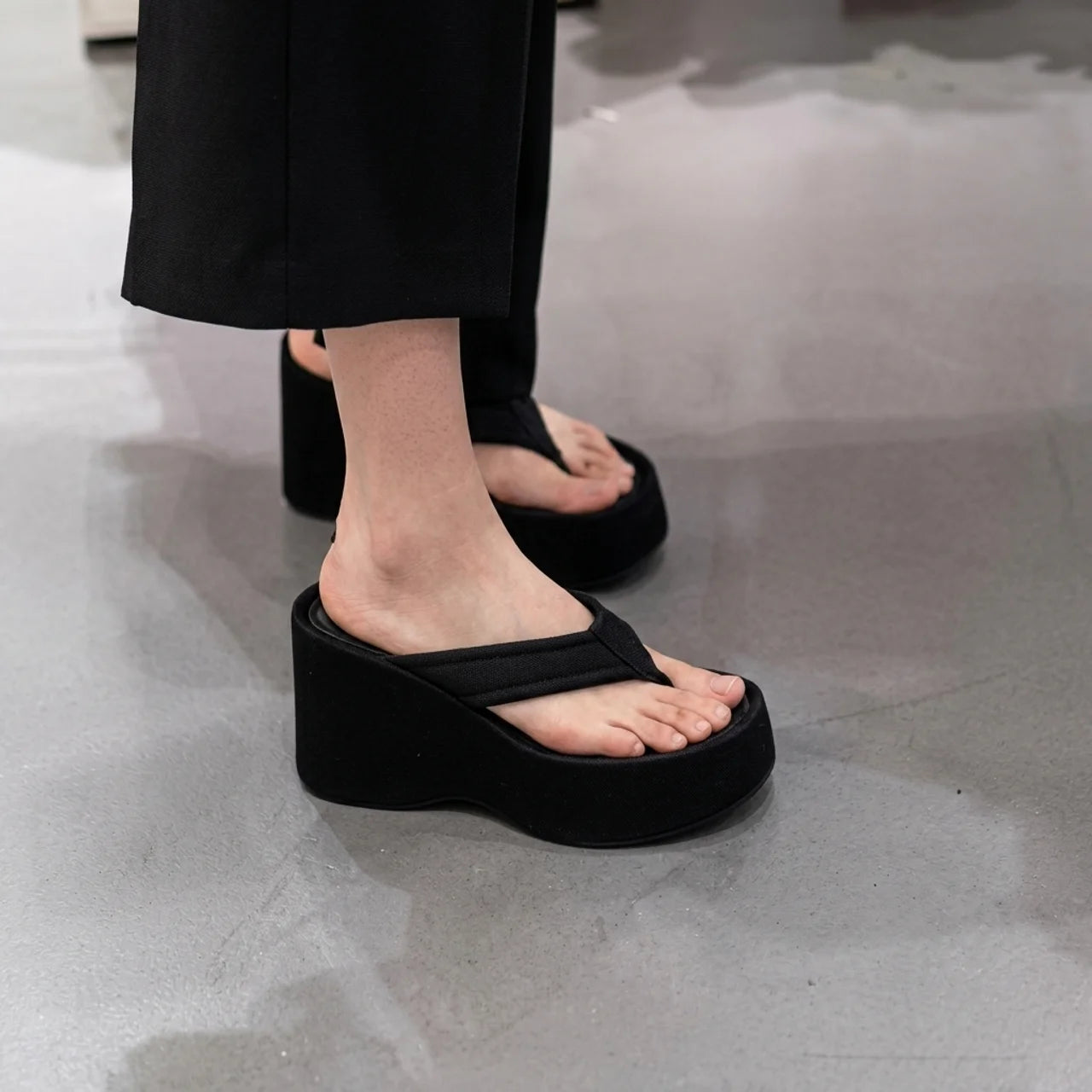 Tongs Plateforme Compensée Femme Mules Talon Épais Style Y2K
