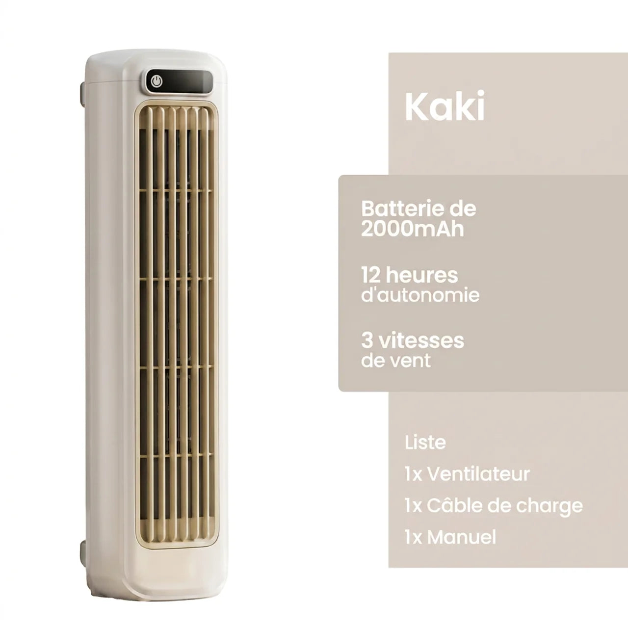 Ventilateur Circulateur d'Air Mural sans Perçage de Bureau Silencieux Rechargeable