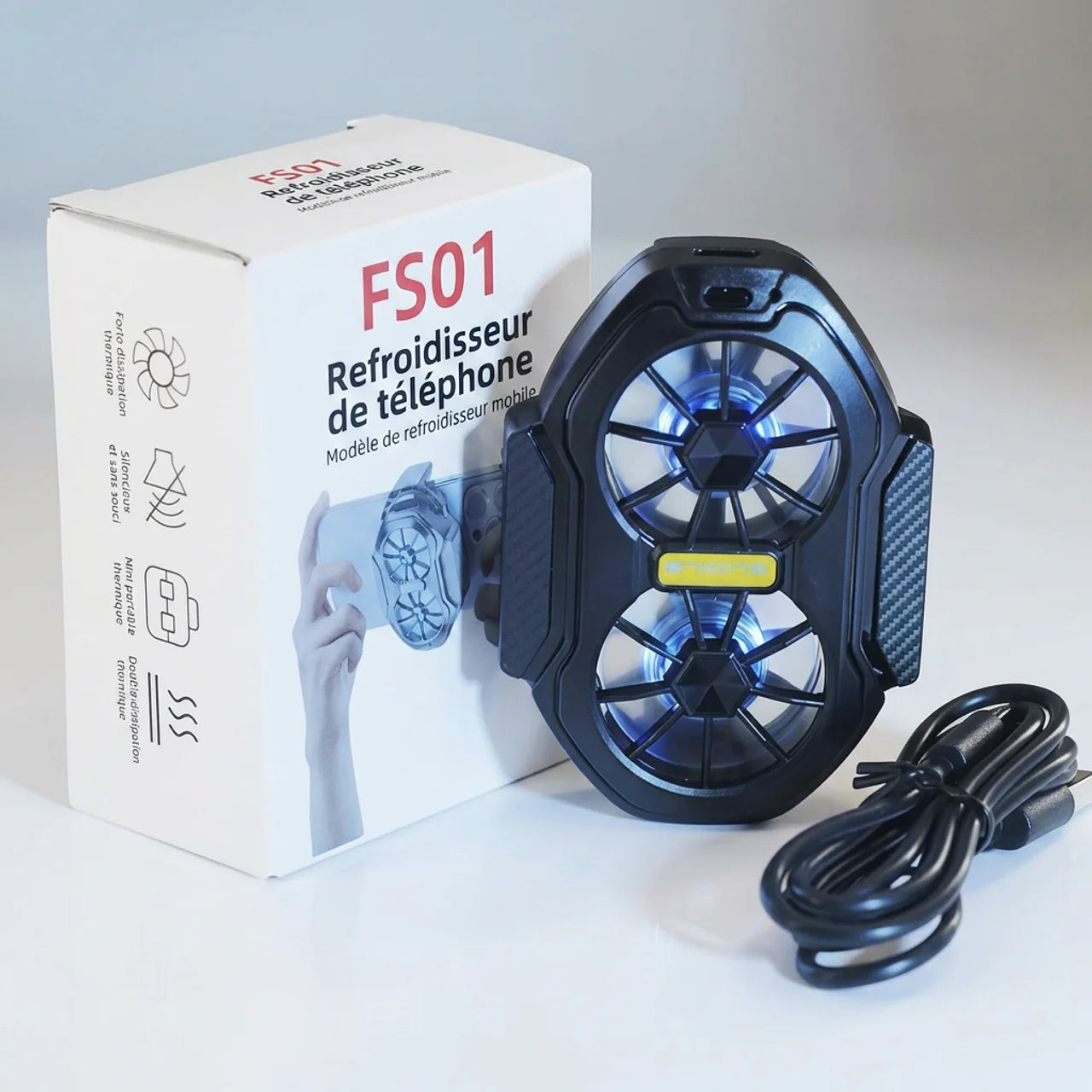 Ventilateur Double Turbine Rechargeable pour Smartphone iPhone Android