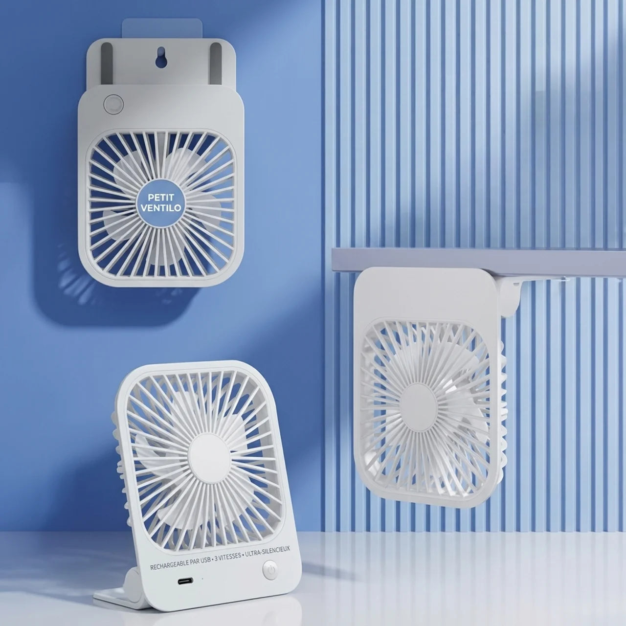 Ventilateur Magnétique Portable Mini Ventilateur USB Rechargeable Bureau et Cuisine