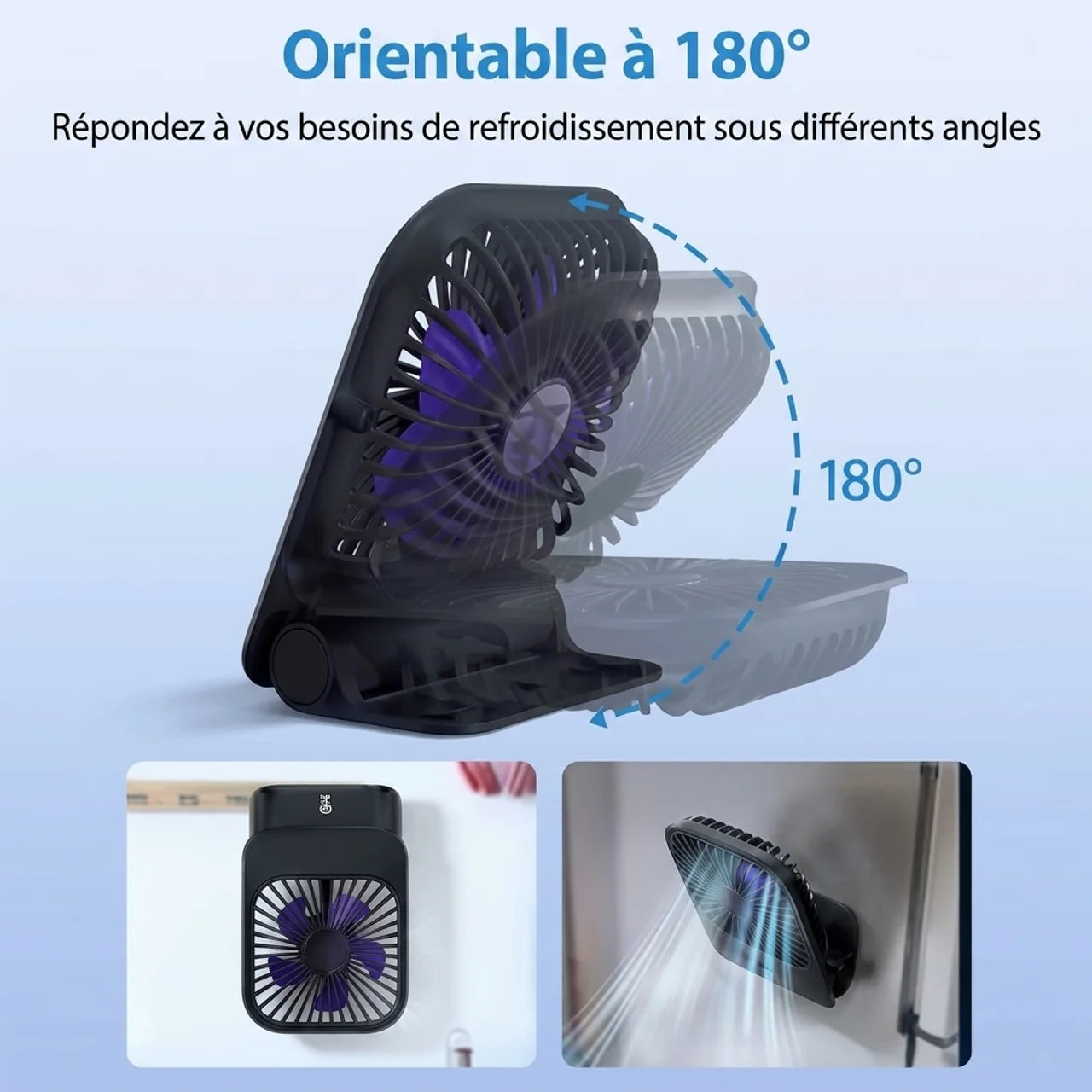 Ventilateur Magnétique Portable Mini Ventilateur USB Rechargeable Bureau et Cuisine