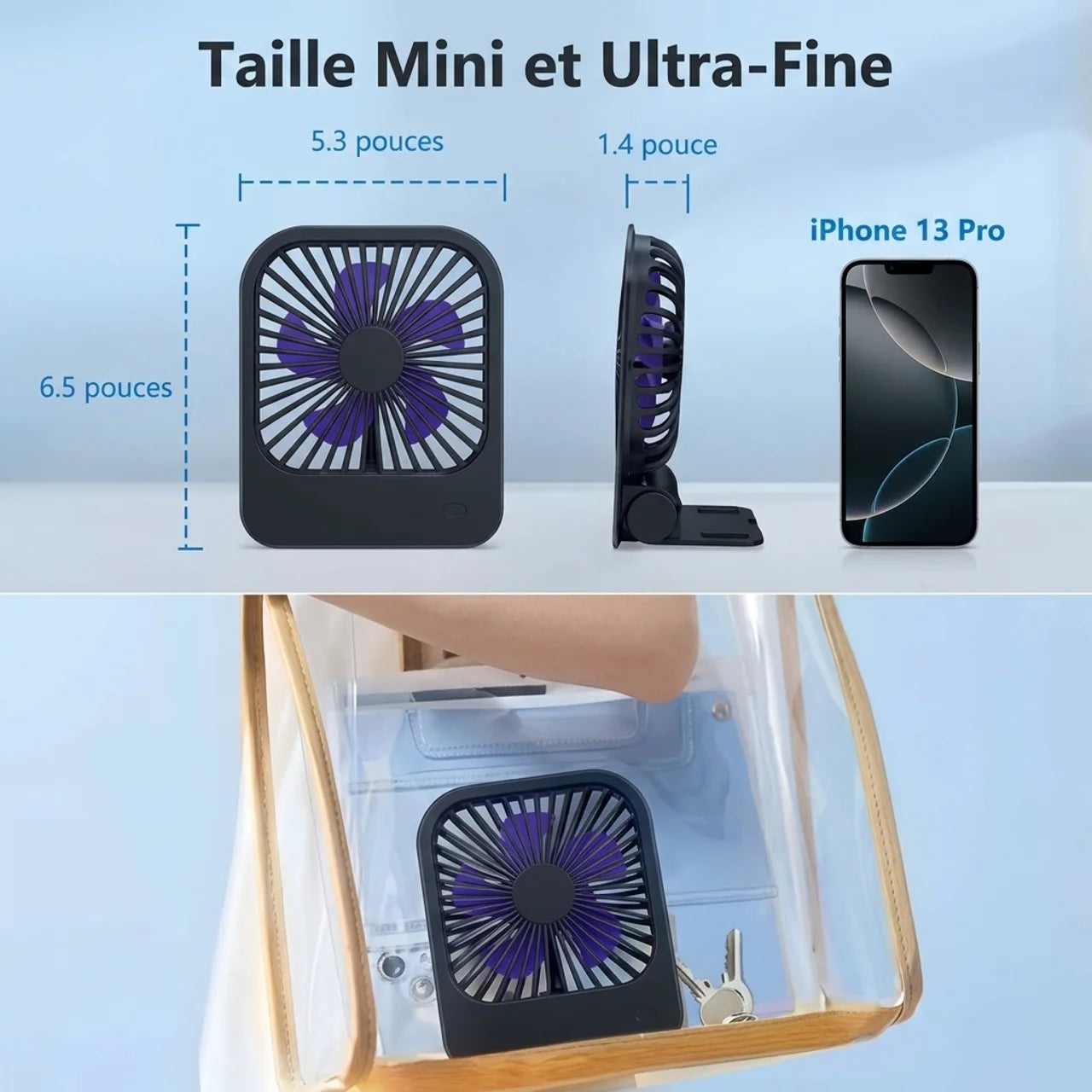 Ventilateur Magnétique Portable Mini Ventilateur USB Rechargeable Bureau et Cuisine