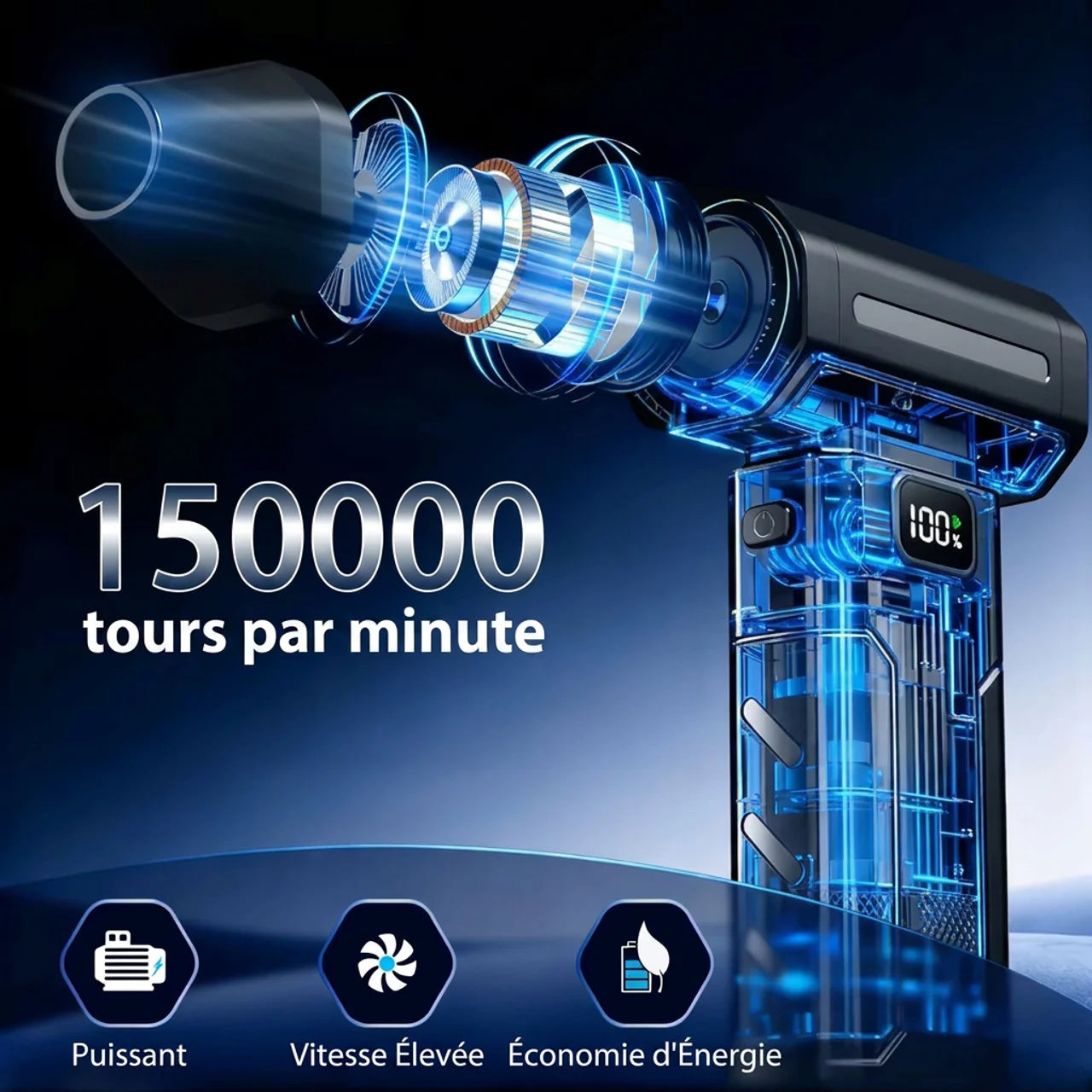 Ventilateur Turbo Électrique Sans Fil 150000 tr/min Souffleur d'Air Rechargeable