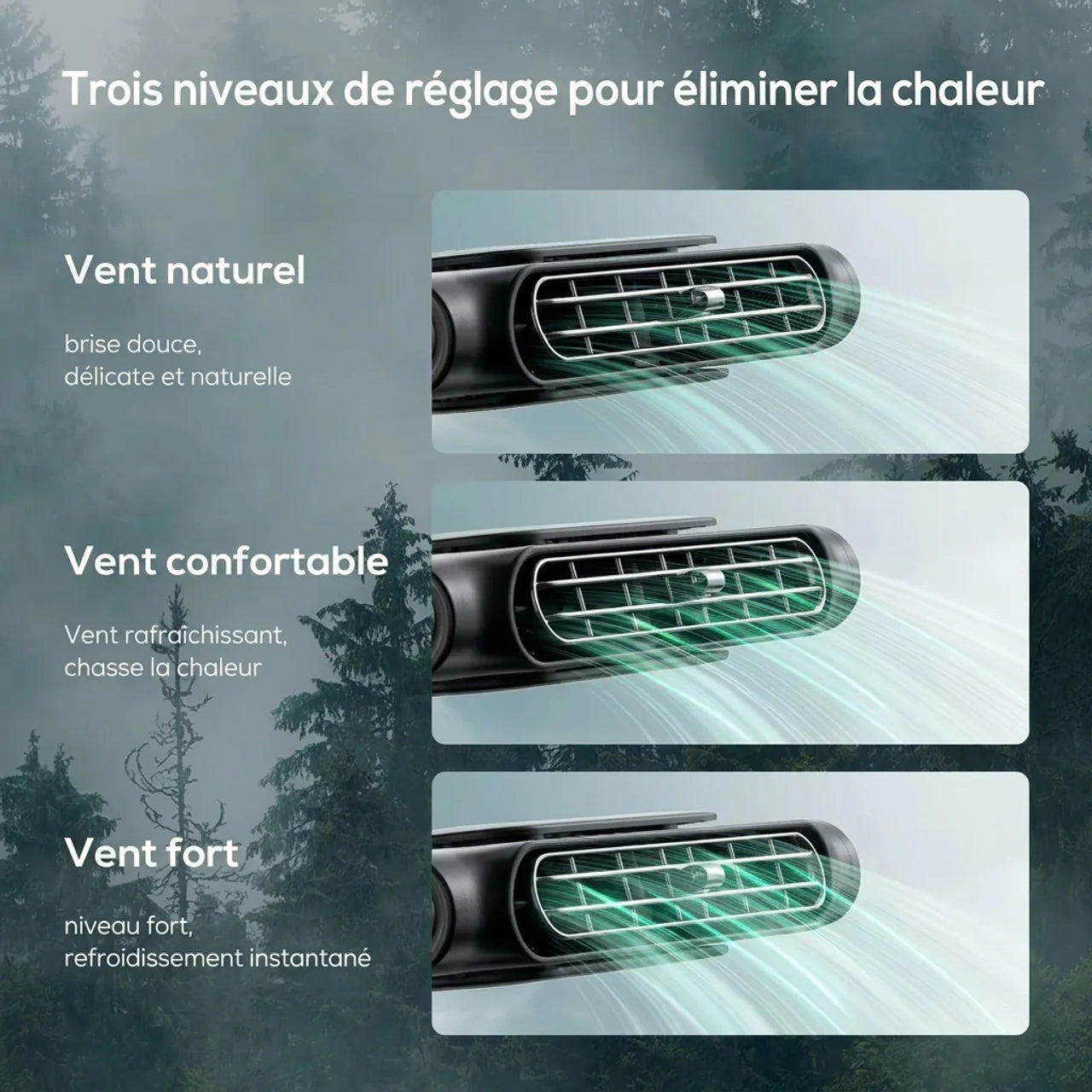 Ventilateur de Siège de Voiture Rechargeable Refroidisseur pour Appui-Tête