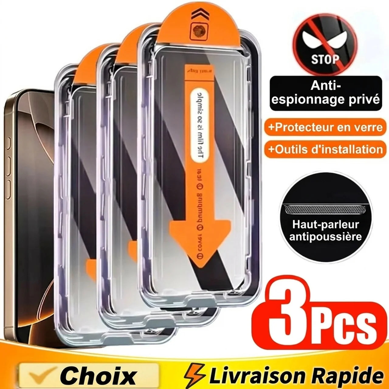 Verre Trempé Confidentialité Anti Espion pour Iphone