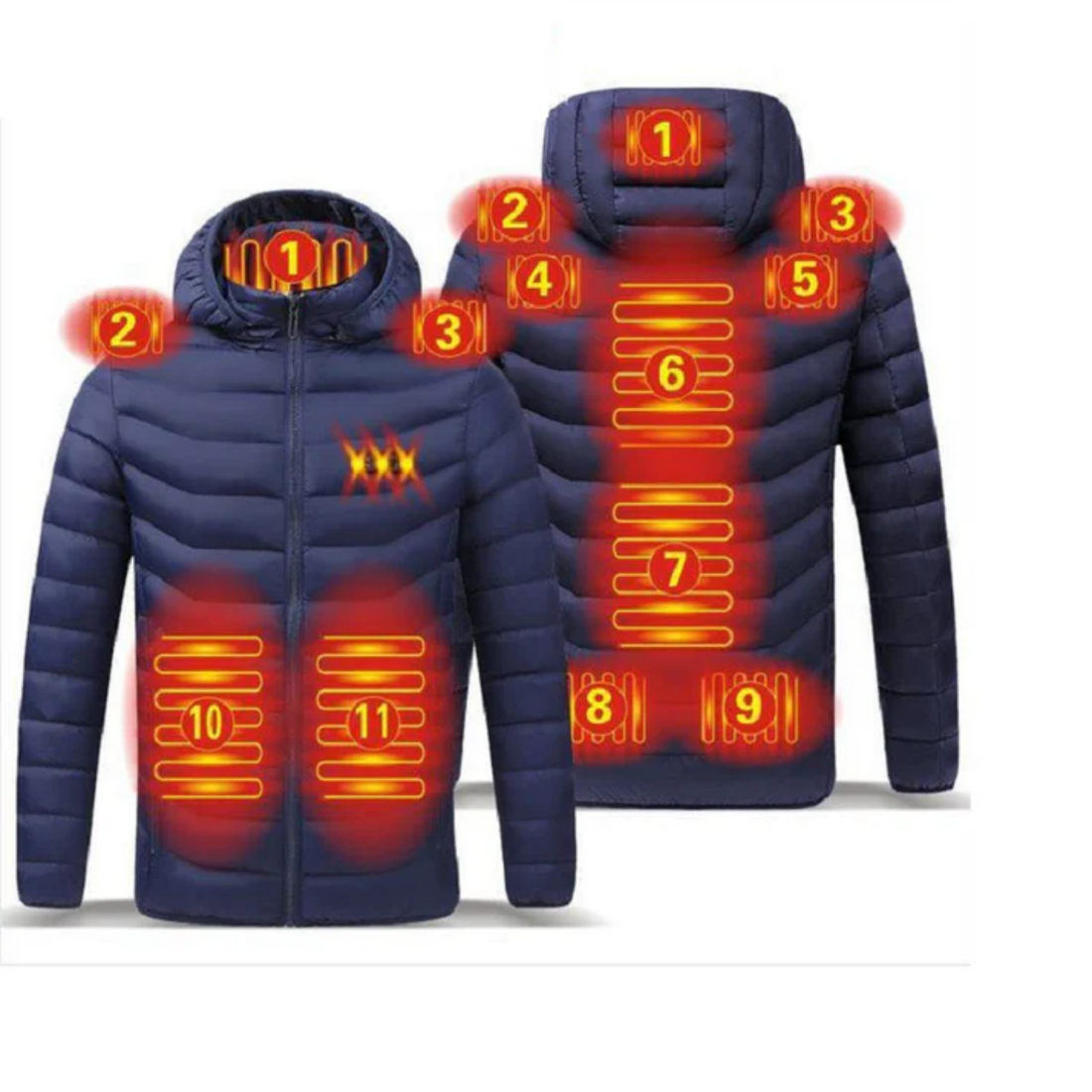 Veste à Capuche Chauffante Électrique à 11 Zones